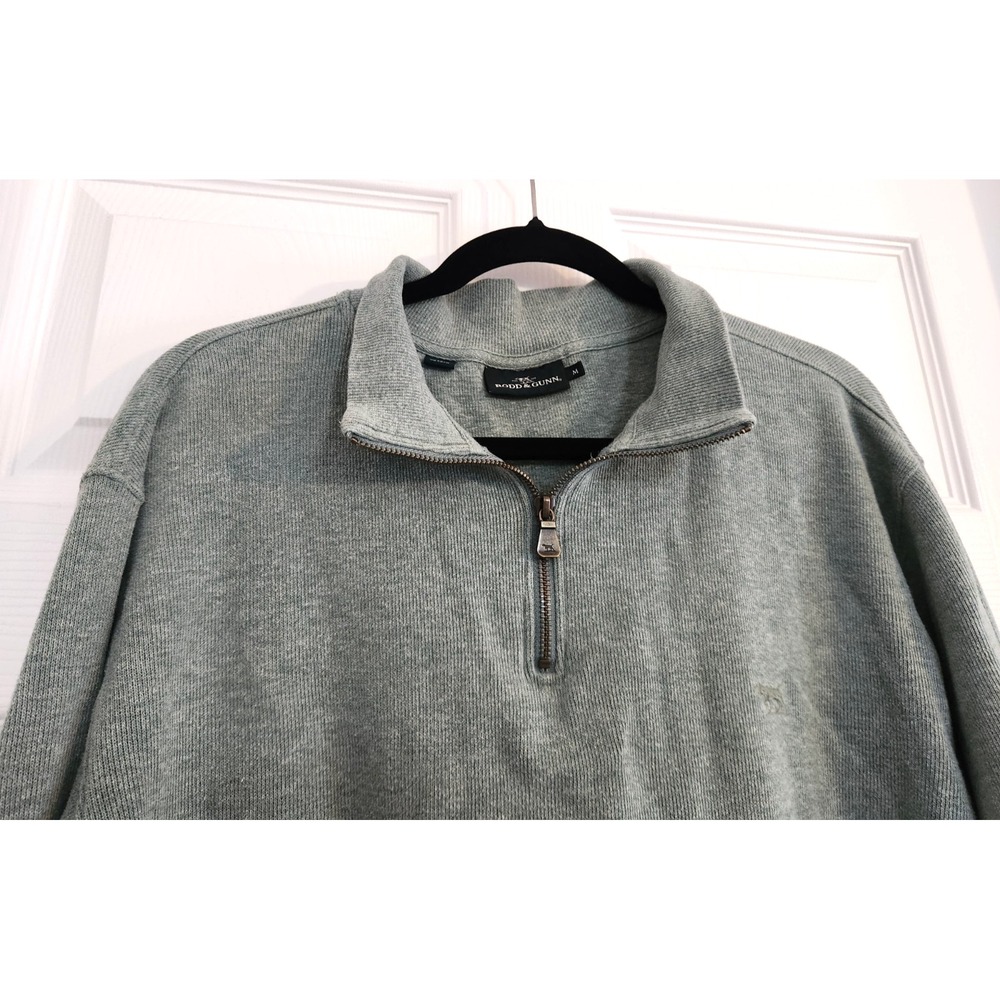 Rodd & Gunn Mens M Sage 100% Australian Cotton 1/4 Zip Sweatshirt Dog Logo - Picture 2 of 4